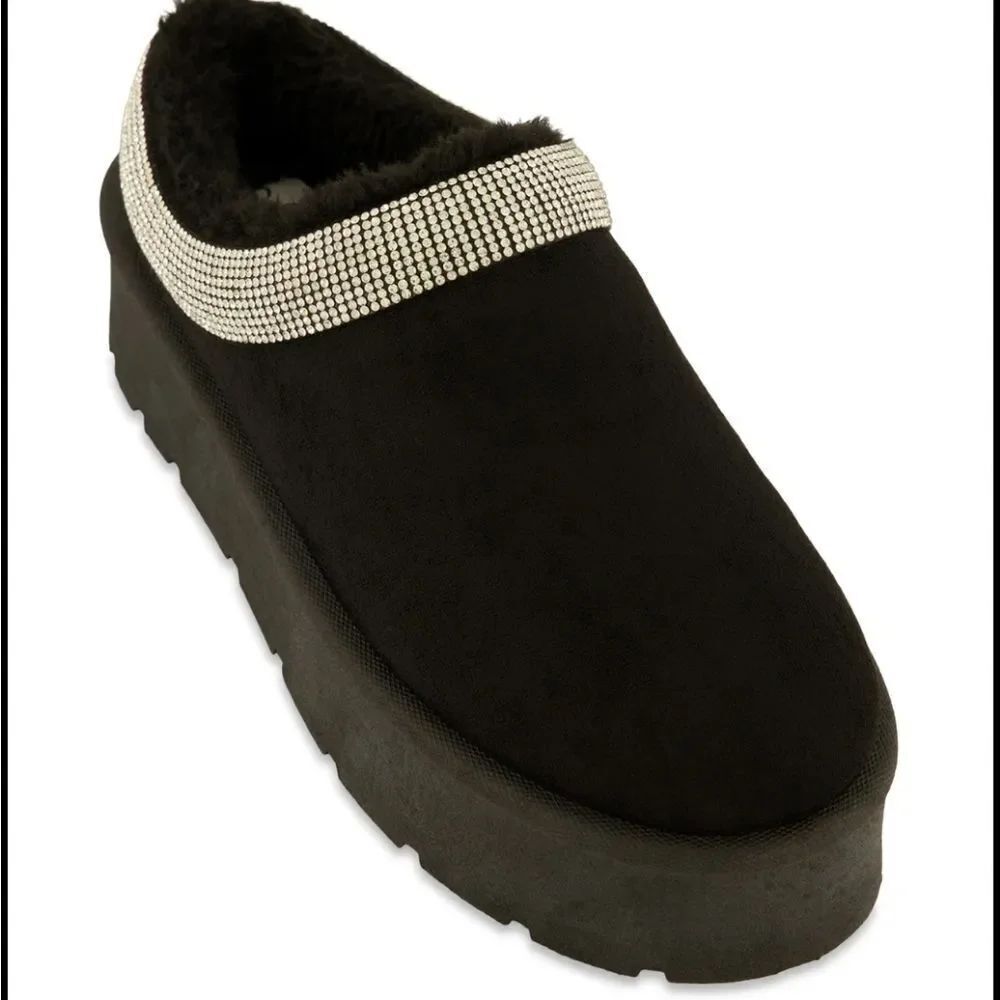 BRAND LOVE 83 ULTRA SOFT FAUX SUEDE RHINESTONE SHEPPA SCUFF SLIP-ON CLOG…